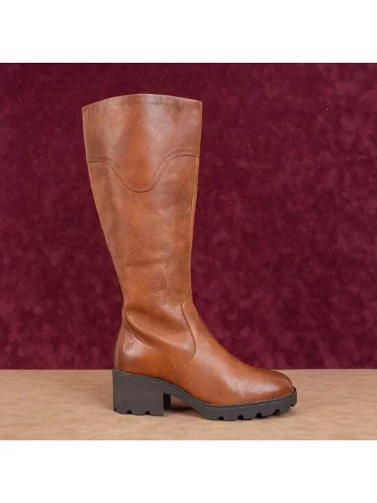 Born Women Gabriella Brown Leather Comfy Heel Riding Western Knee Boots sz 8.5 - Picture 4 of 9